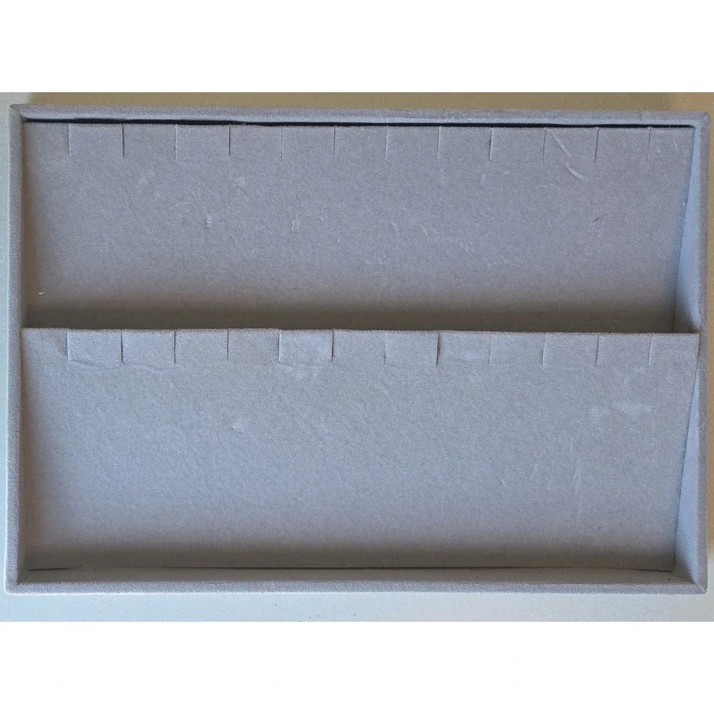 Jewelry Organizer Trays Set of 4 Gray Velvet Stackable Drawer Inserts Large